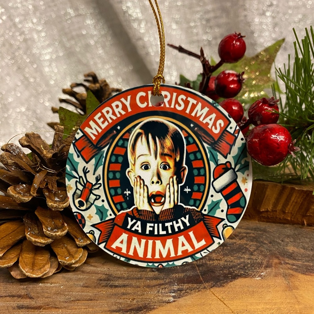 Merry Christmas Ya Filthy Animal! Handmade Christmas ornament!
